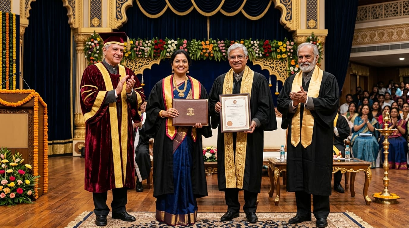 Indian Achievers receiving Honorary Doctorate on Convocation Stage